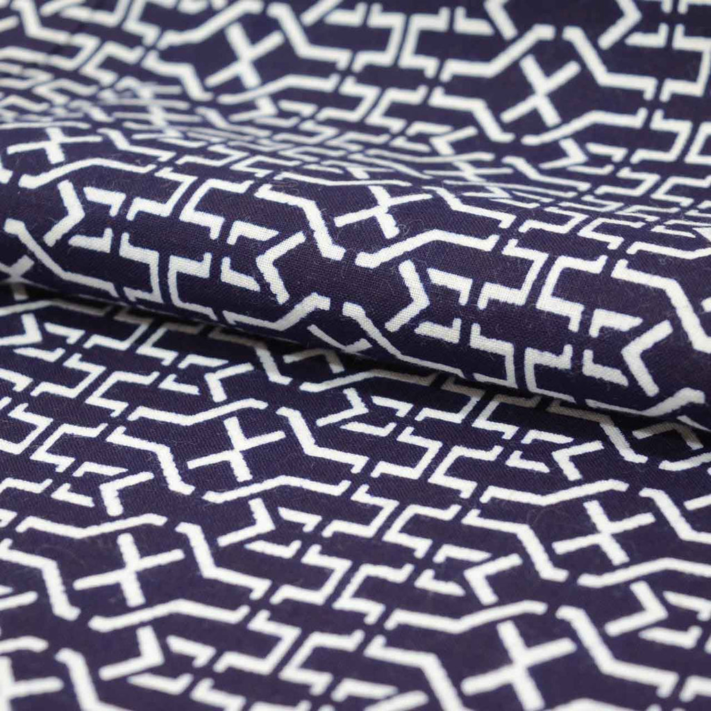 Vintage Japanese Yukata | Men's Yukata | Navy Cotton | Geometric Wari-tsuke Pattern | Koma-ji Chuzome | Size L | Sustainable | uu1366b