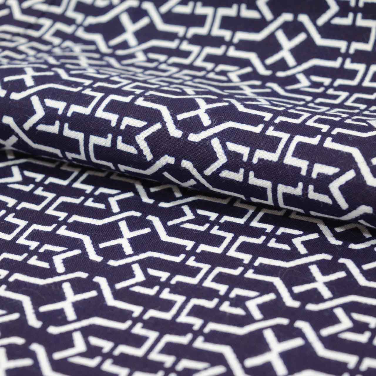 Vintage Japanese Yukata | Men's Yukata | Navy Cotton | Geometric Wari-tsuke Pattern | Koma-ji Chuzome | Size L | Sustainable | uu1366b