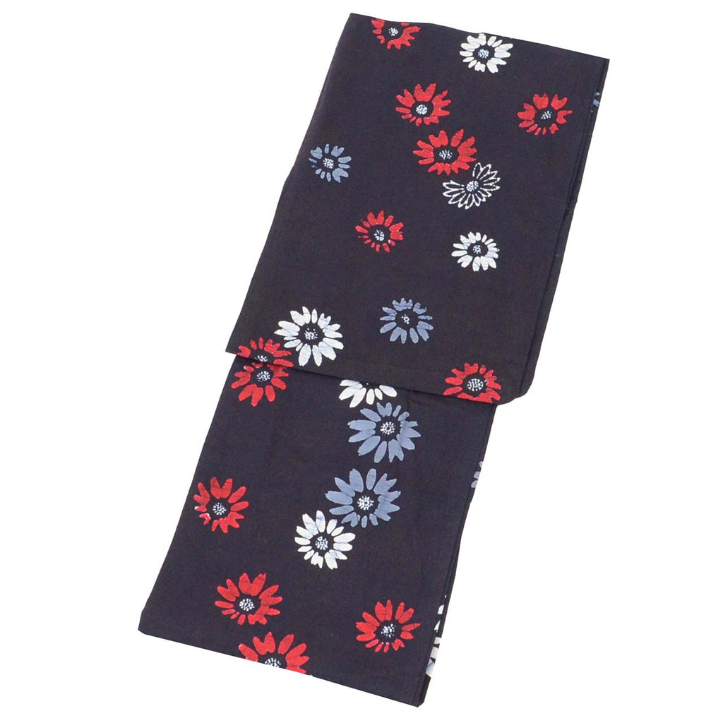 Vintage Japanese Yukata | Women's Yukata | Navy Cotton | Floral Pattern | Koma-ji Chuzome | Size L | Sustainable | uu1367b