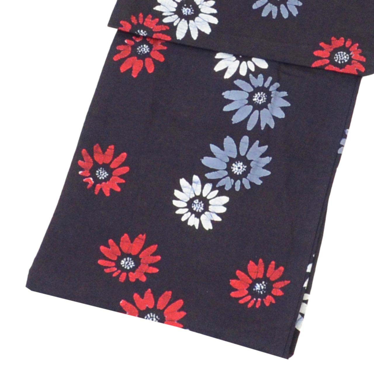 Vintage Japanese Yukata | Women's Yukata | Navy Cotton | Floral Pattern | Koma-ji Chuzome | Size L | Sustainable | uu1367b