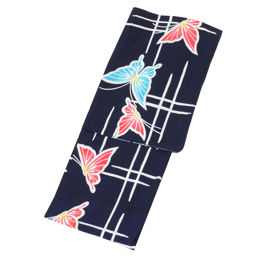 Vintage Japanese Yukata | Women's Yukata | Navy Cotton | Butterfly Kasuri Pattern | Koma-ji Chuzome | Size M | Sustainable | uu1369b