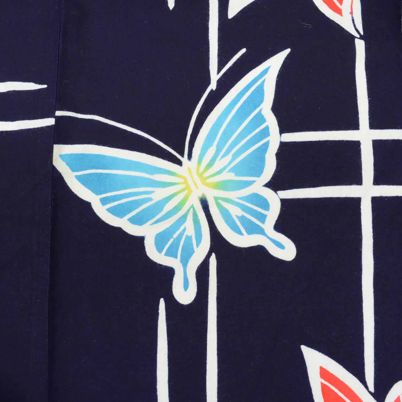 Vintage Japanese Yukata | Women's Yukata | Navy Cotton | Butterfly Kasuri Pattern | Koma-ji Chuzome | Size M | Sustainable | uu1369b