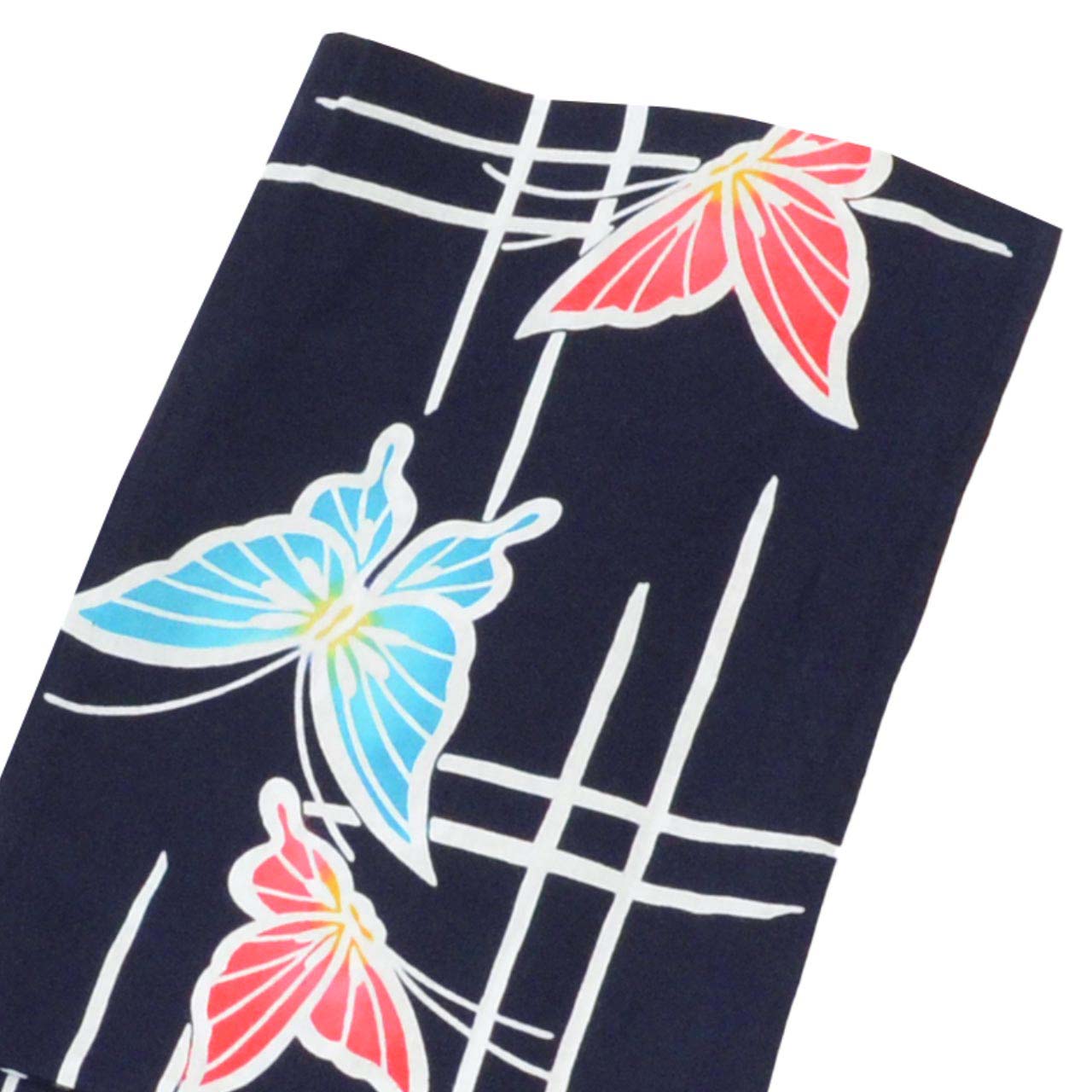 Vintage Japanese Yukata | Women's Yukata | Navy Cotton | Butterfly Kasuri Pattern | Koma-ji Chuzome | Size M | Sustainable | uu1369b