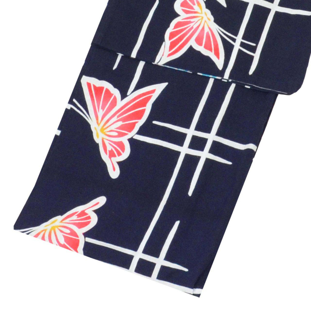 Vintage Japanese Yukata | Women's Yukata | Navy Cotton | Butterfly Kasuri Pattern | Koma-ji Chuzome | Size M | Sustainable | uu1369b