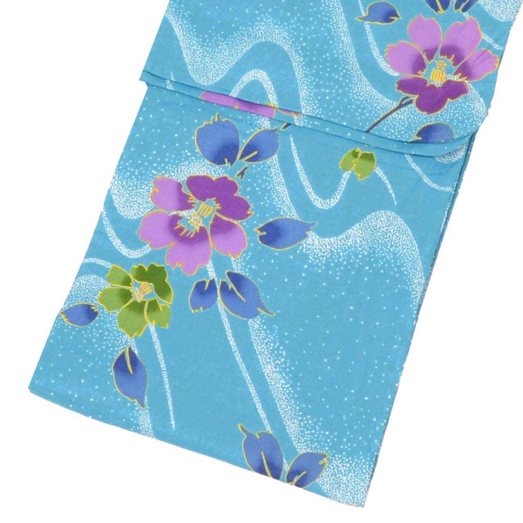 Vintage Japanese Yukata | Women's Yukata | Blue Cotton | Floral Pattern | Size L | Sustainable | uu1371b