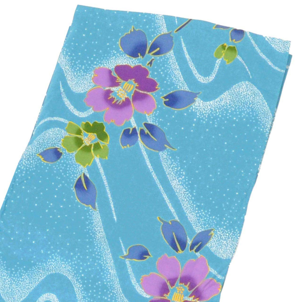 Vintage Japanese Yukata | Women's Yukata | Blue Cotton | Floral Pattern | Size L | Sustainable | uu1371b