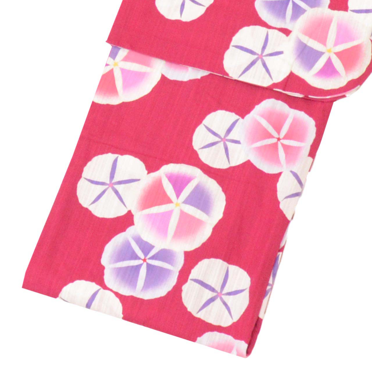 Vintage Japanese Yukata | Women's Yukata | Red Cotton | Morning Glory Pattern | KUMIKYOKU Brand | Size L | Sustainable | uu1372b