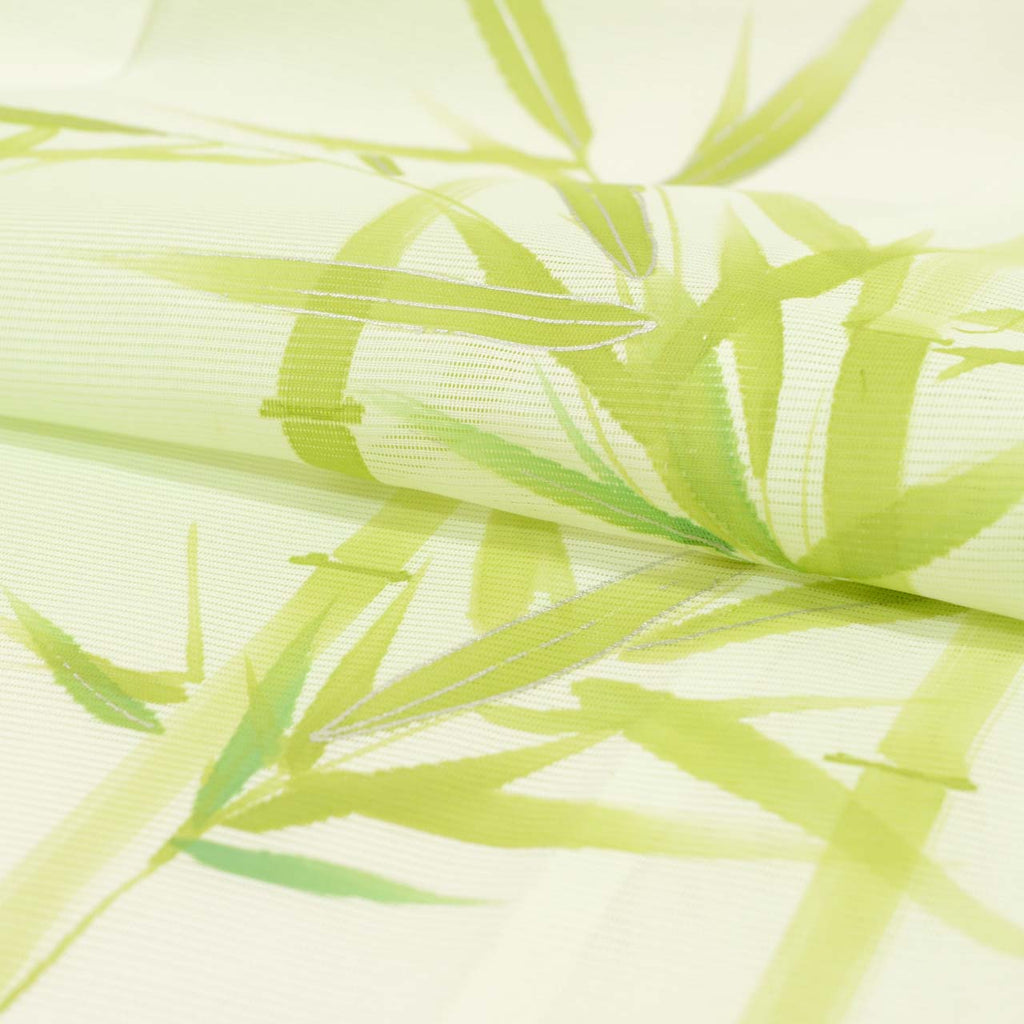 Vintage Japanese Kimono | Summer Tsukesage | Green Synthetic Ro | Bamboo Pattern | Petite Size S | Sustainable | uu1375b