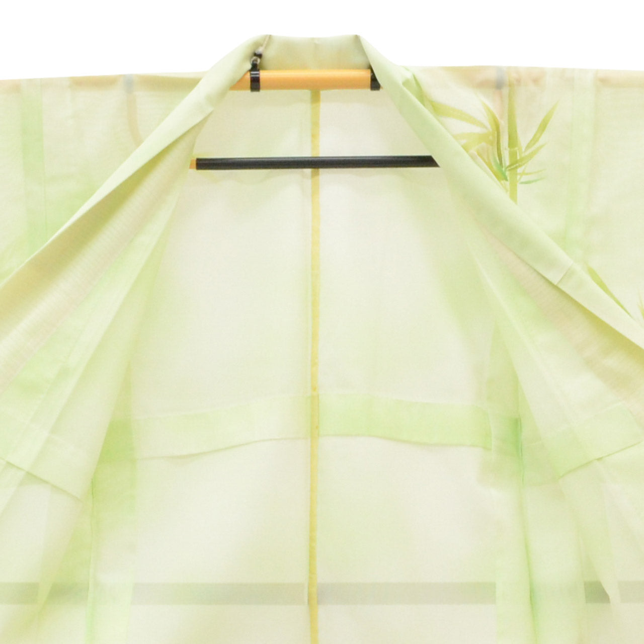 Vintage Japanese Kimono | Summer Tsukesage | Green Synthetic Ro | Bamboo Pattern | Petite Size S | Sustainable | uu1375b