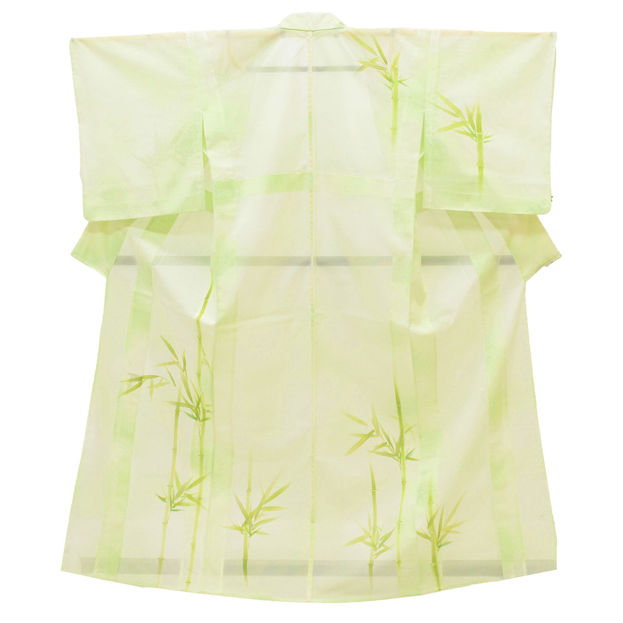 Vintage Japanese Kimono | Summer Tsukesage | Green Synthetic Ro | Bamboo Pattern | Petite Size S | Sustainable | uu1375b