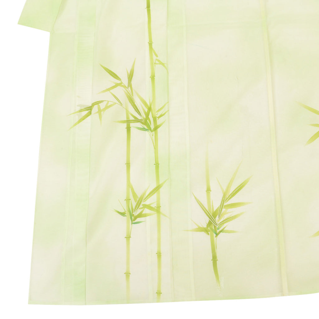 Vintage Japanese Kimono | Summer Tsukesage | Green Synthetic Ro | Bamboo Pattern | Petite Size S | Sustainable | uu1375b
