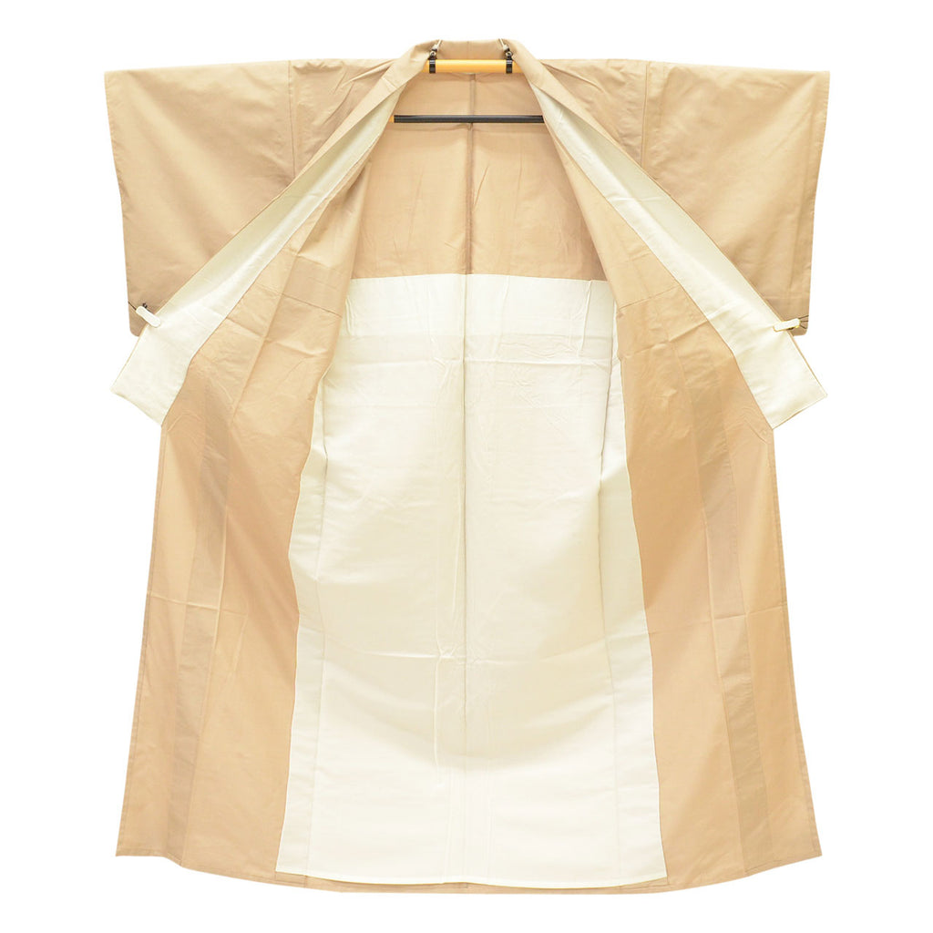 [Used] Recycled Kimono, Hakusan Tsumugi Silk, Unlined, Ready-made, Sleeve Length 65.0cm (25.6in), Body Length 156.5cm (61.6in), Size M, Brownish Tone, uu1376b 