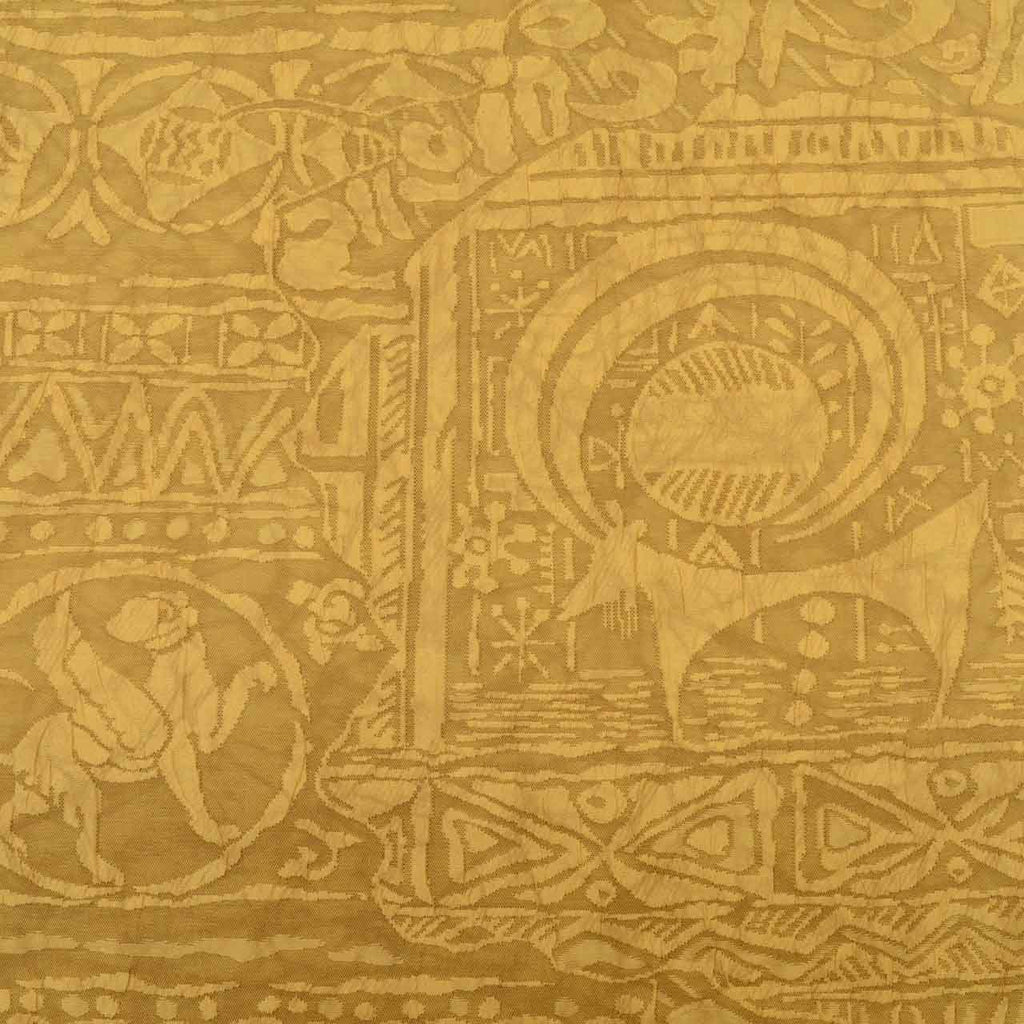 Vintage Japanese Obi | Sha-re Fukuro Obi | Yellow Brown Silk | Ancient Pattern | Fukure-ori | Reversible | Excellent | Sustainable | uu1383b
