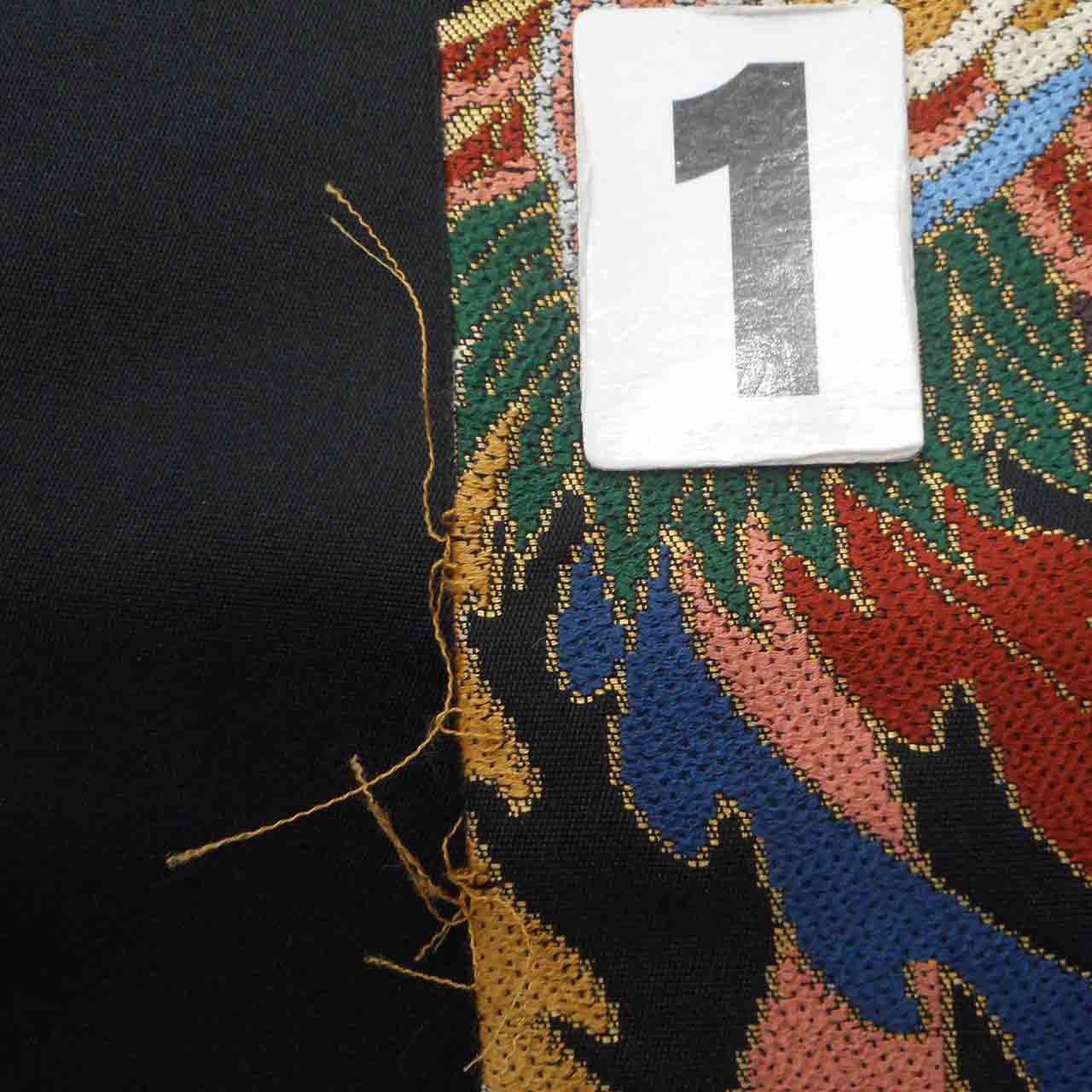 Vintage Japanese Obi | Sha-re Fukuro Obi | Black Silk | Phoenix Floral | Nishijin | Embroidery Gold Thread | Sustainable | uu1398b
