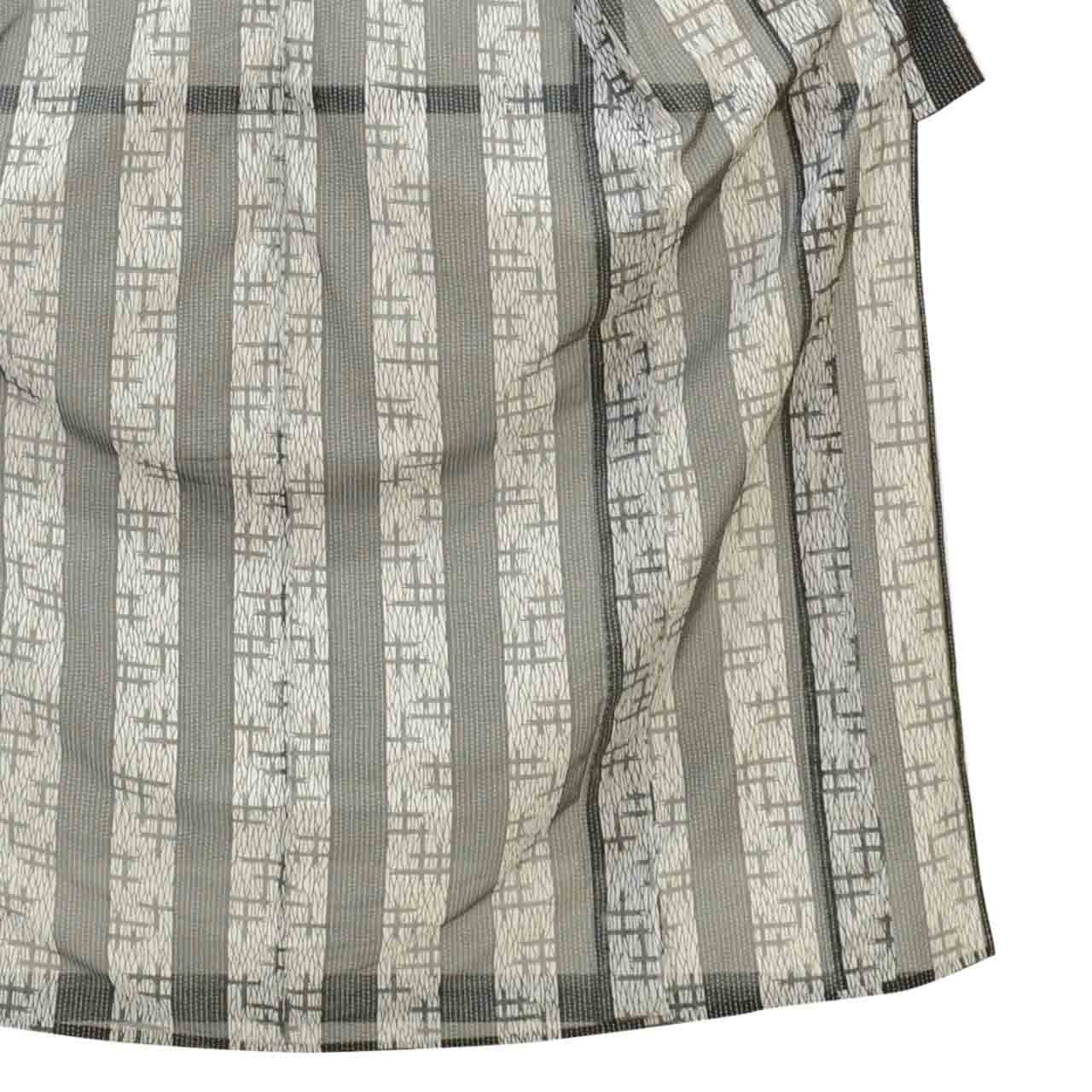 Vintage Japanese Kimono | Summer Komon | Gray Synthetic Ro | Kasuri Stripe | Washable | Petite Size S | Sustainable | uu1409b