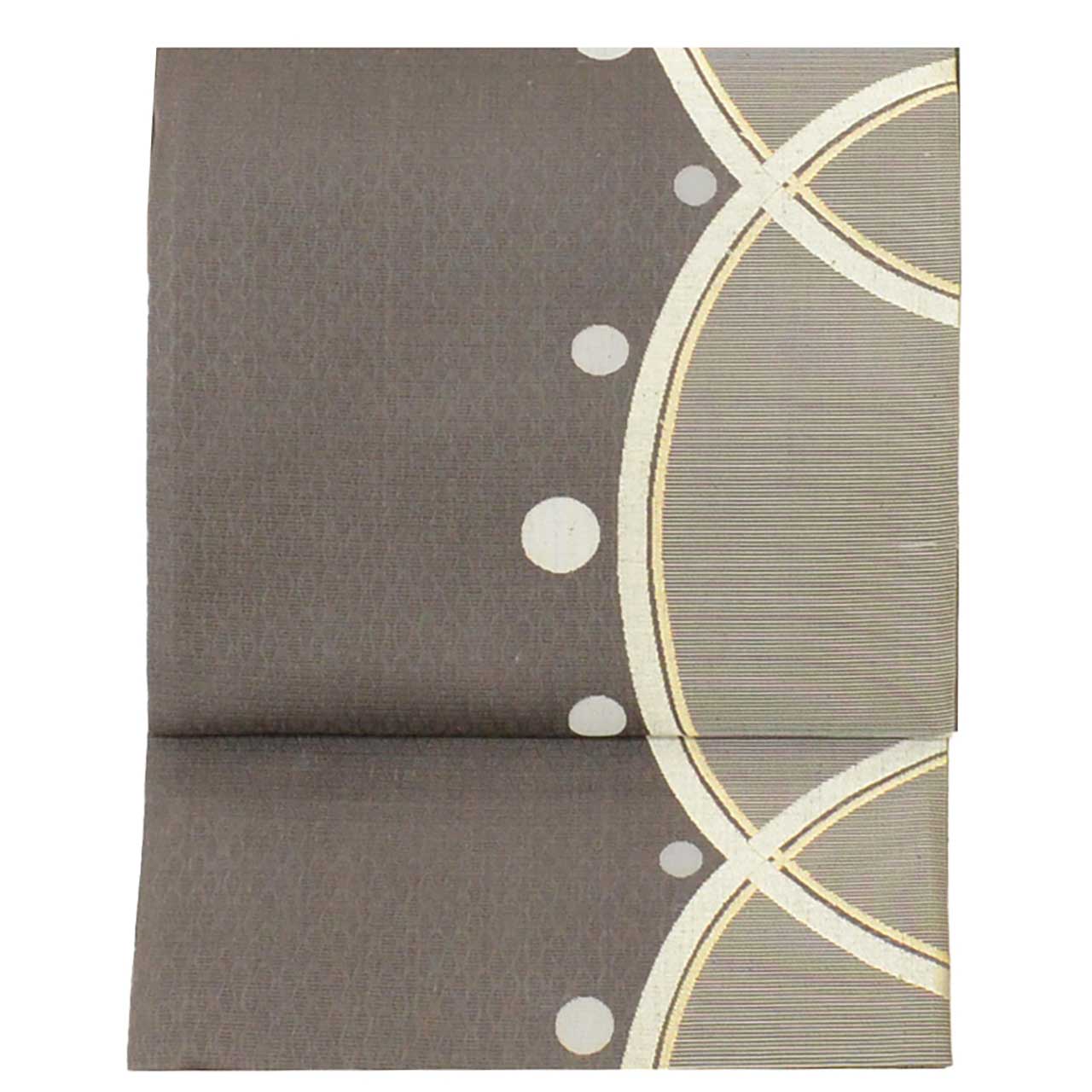 Vintage Japanese Obi | Summer Fukuro Obi | Gray Silk Sha | Half-circle Pattern | Mawata Tsumugi | Rakuyo Ori | Sustainable | uu1416b