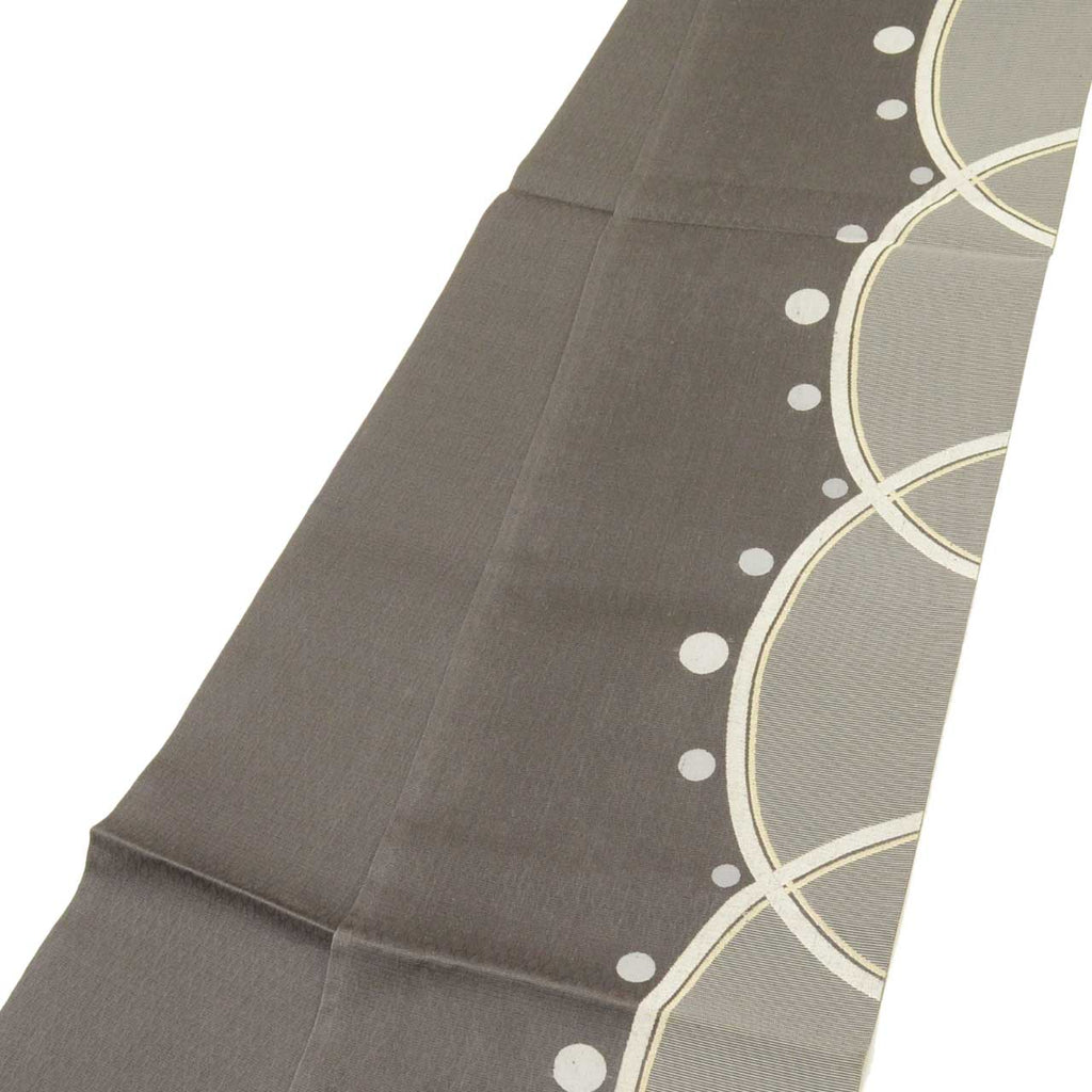 Vintage Japanese Obi | Summer Fukuro Obi | Gray Silk Sha | Half-circle Pattern | Mawata Tsumugi | Rakuyo Ori | Sustainable | uu1416b