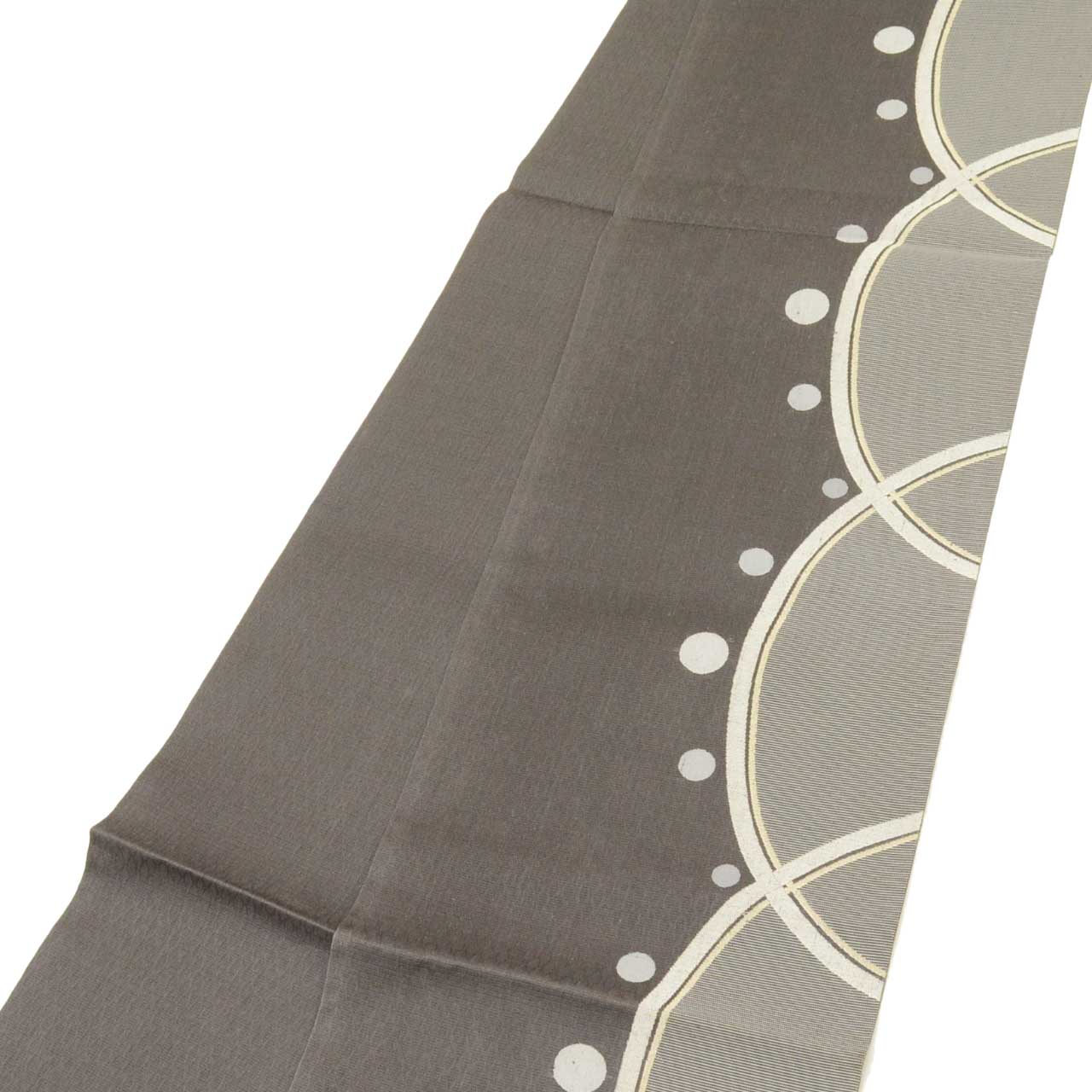 Vintage Japanese Obi | Summer Fukuro Obi | Gray Silk Sha | Half-circle Pattern | Mawata Tsumugi | Rakuyo Ori | Sustainable | uu1416b