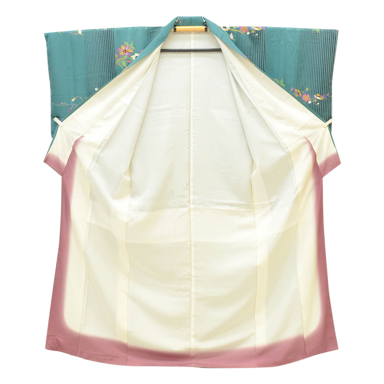 [Used] Recycled Kimono, Komon style, Lined, Pure Silk, Excellent Condition, Unused, Ready-made, Sleeve Length 65.0cm (25.6in), Body Length 160.0cm (63.0in), Size M, Blue, Floral Pattern, Crepe Fabric, uu1431b 