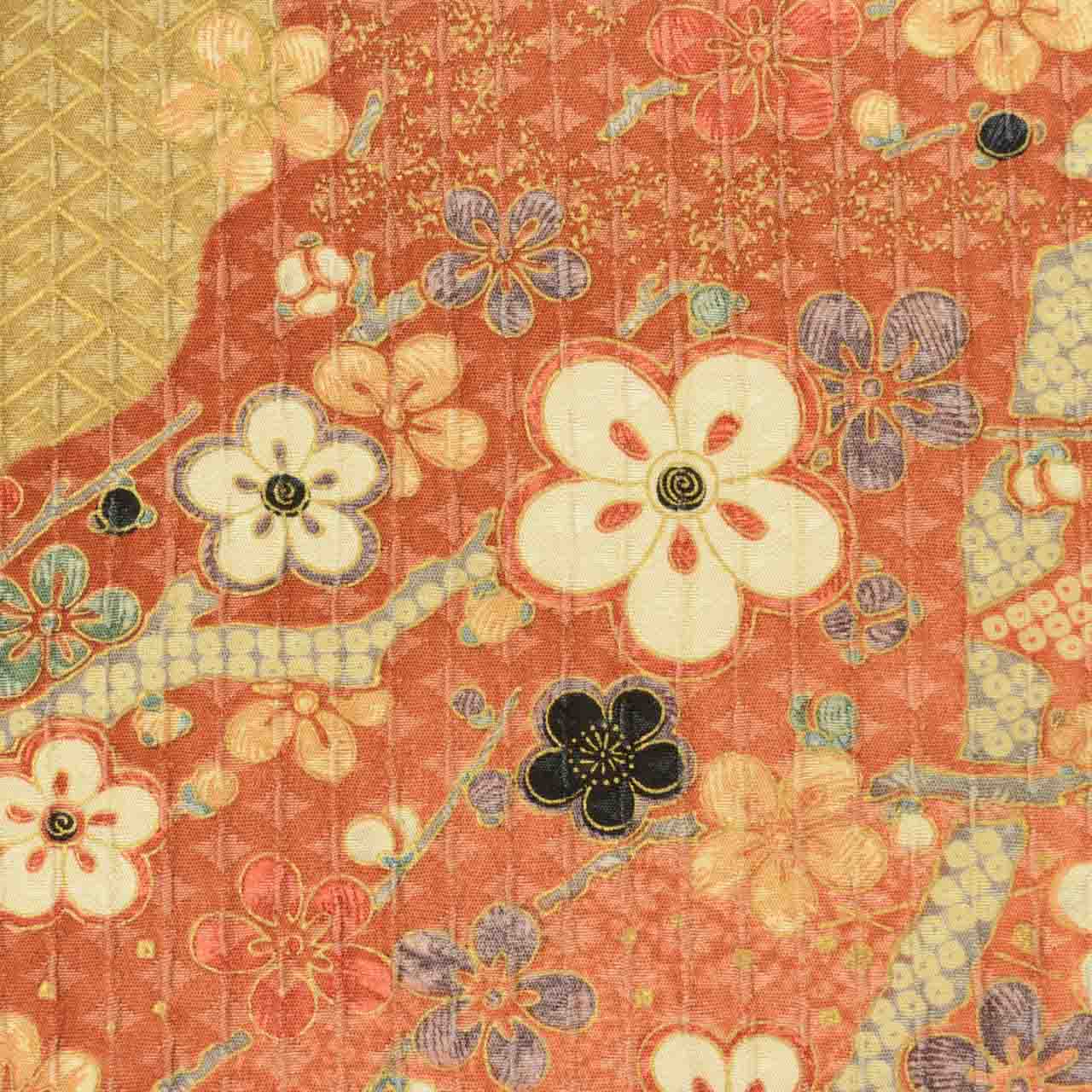 [Used] Recycled Kimono, Komon style, Lined, Pure Silk, Excellent Condition, Ready-made, Sleeve Length 65.5cm (25.8in), Body Length 157.2cm (61.9in), Size M, Brown, Plum Blossom Pattern, uu1432b 