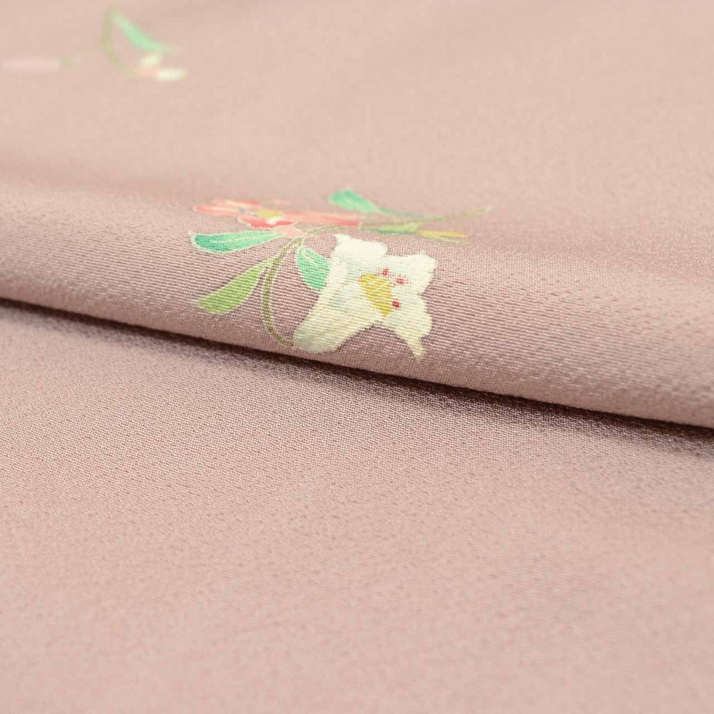 [Used] Recycled Kimono, Komon style, Pure Silk, LL size (larger size), Suitable for taller or slightly plump figures, Special condition, Length 171.5cm, Kaga Yuzen dyeing, Sleeve length 67.5cm, Lined, Ready-made, Purple floral pattern, uu1436b 