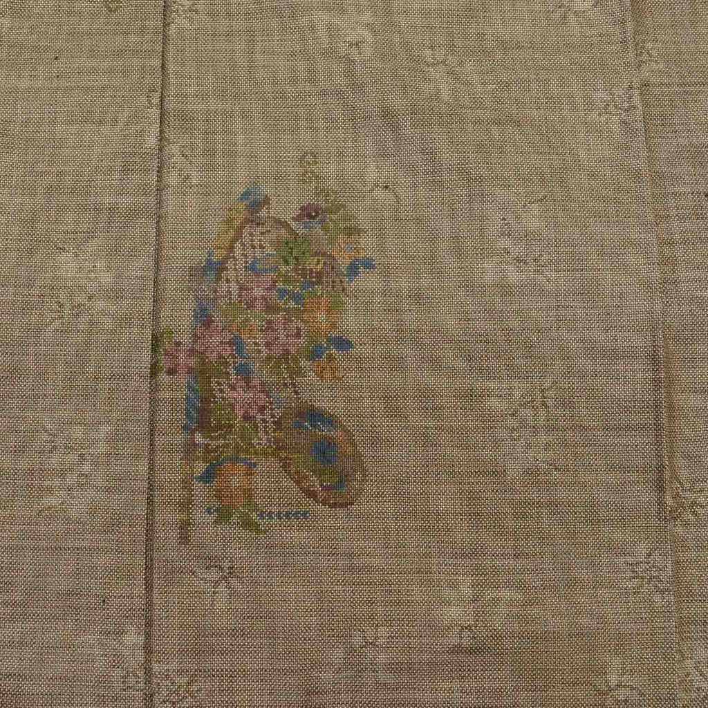 Vintage Japanese Kimono | Oshima Tsumugi | Brown Silk | Floral | Mud-dyed | 9-thread | Kata-su | Petite Size S | Sustainable | uu1440b