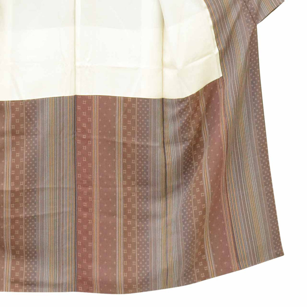 [Used] Recycled Komon Kimono, Pure Silk, SS Size (Small Size, Suitable for Shorter Heights), Good Condition, Length 147.0cm (57.9in), Sleeve Length 62.5cm (24.6in), Lined, Ready-made, Green Stripe Kasuri Pattern, uu1444b 