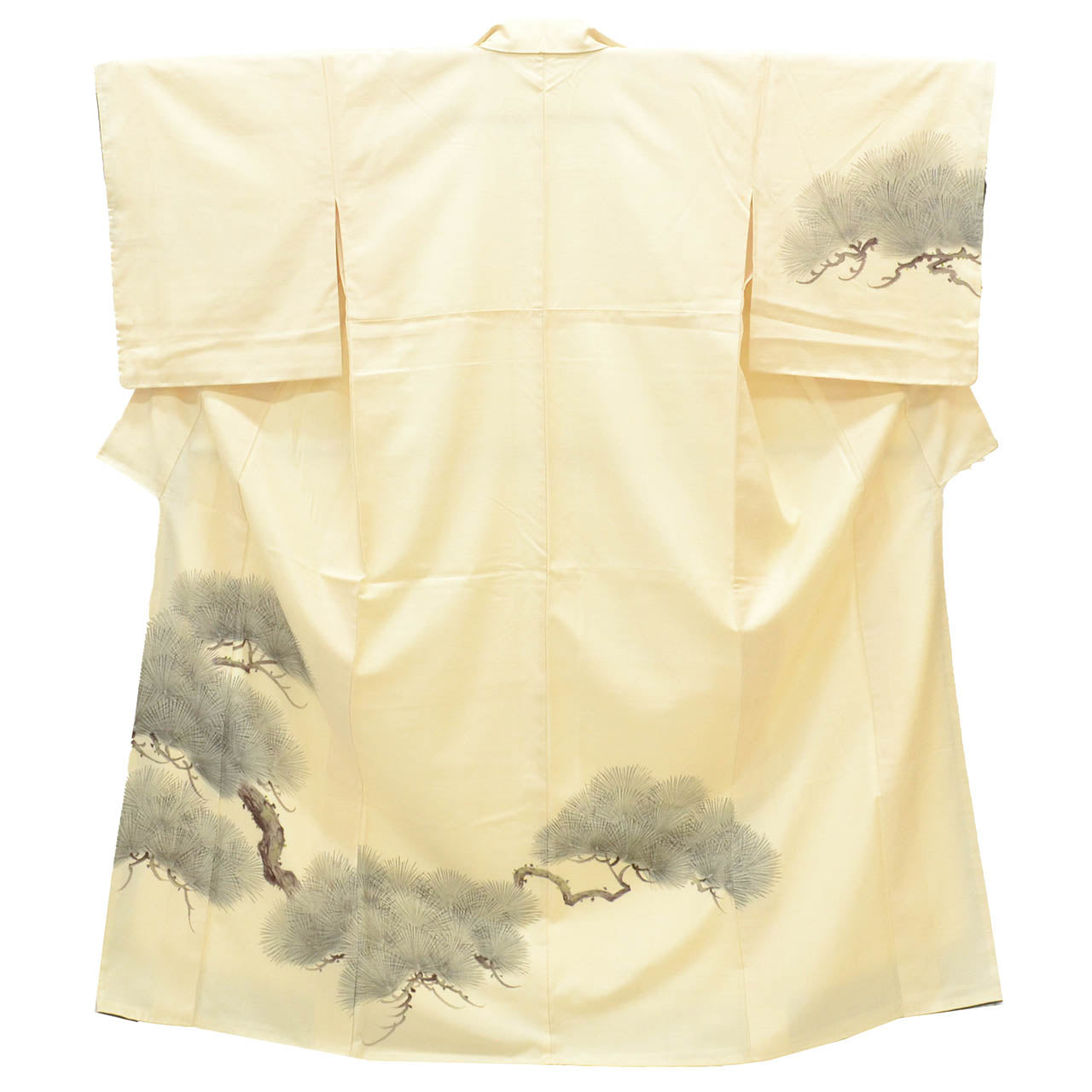 Vintage Japanese Kimono | Tsumugi | White Silk | Pine Pattern | Size M-L | Sustainable | uu1447b
