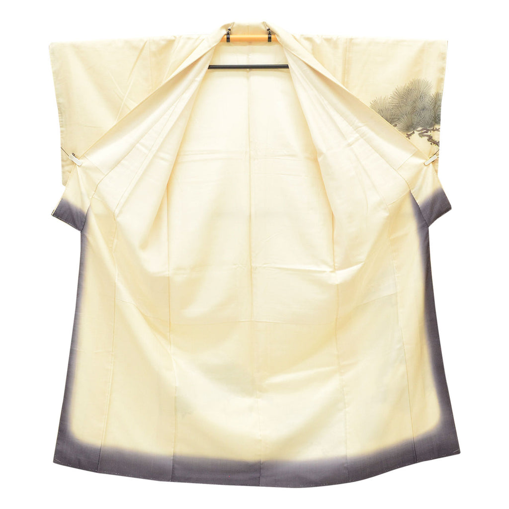 Vintage Japanese Kimono | Tsumugi | White Silk | Pine Pattern | Size M-L | Sustainable | uu1447b
