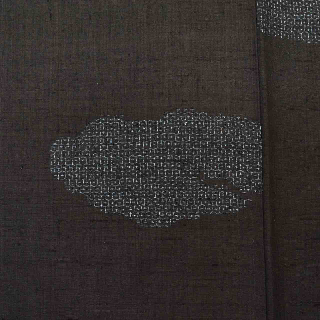 Vintage Japanese Kimono | Yuki Tsumugi | Black Silk | Tortoiseshell Kasuri | UNESCO Heritage | Tall Size LL | Sustainable | uu1462b