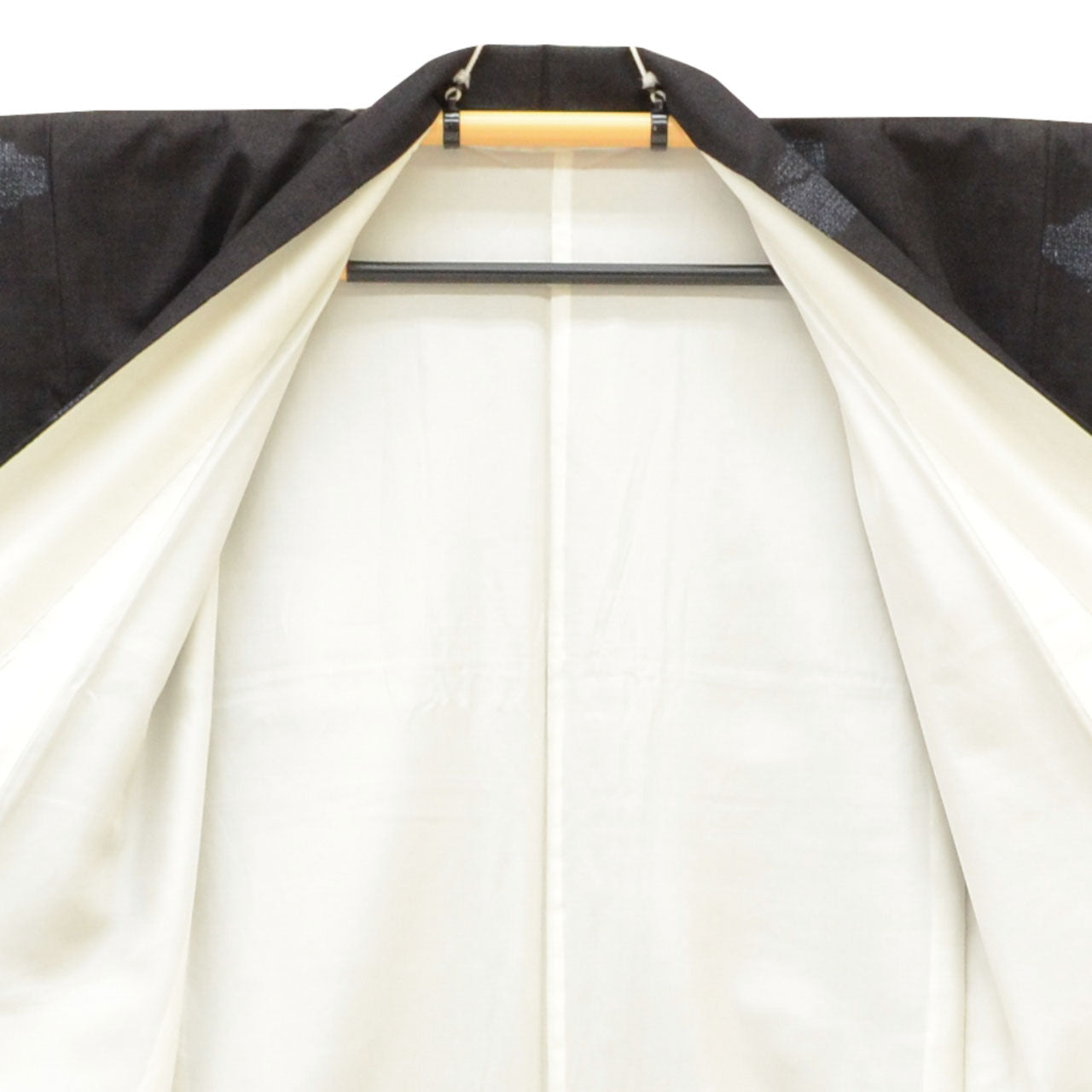 Vintage Japanese Kimono | Yuki Tsumugi | Black Silk | Tortoiseshell Kasuri | UNESCO Heritage | Tall Size LL | Sustainable | uu1462b