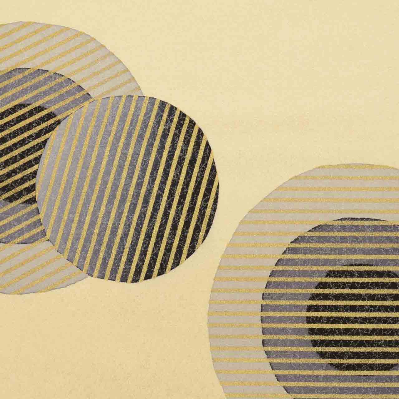 Vintage Japanese Obi | Fukuro Obi | Beige Silk | Circle Pattern | Gold Foil Silver Thread | Otaiko | Sustainable | uu1463b