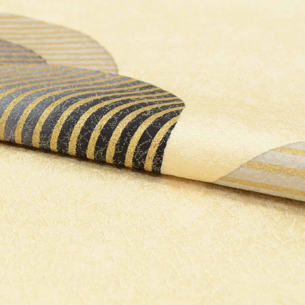 Vintage Japanese Obi | Fukuro Obi | Beige Silk | Circle Pattern | Gold Foil Silver Thread | Otaiko | Sustainable | uu1463b