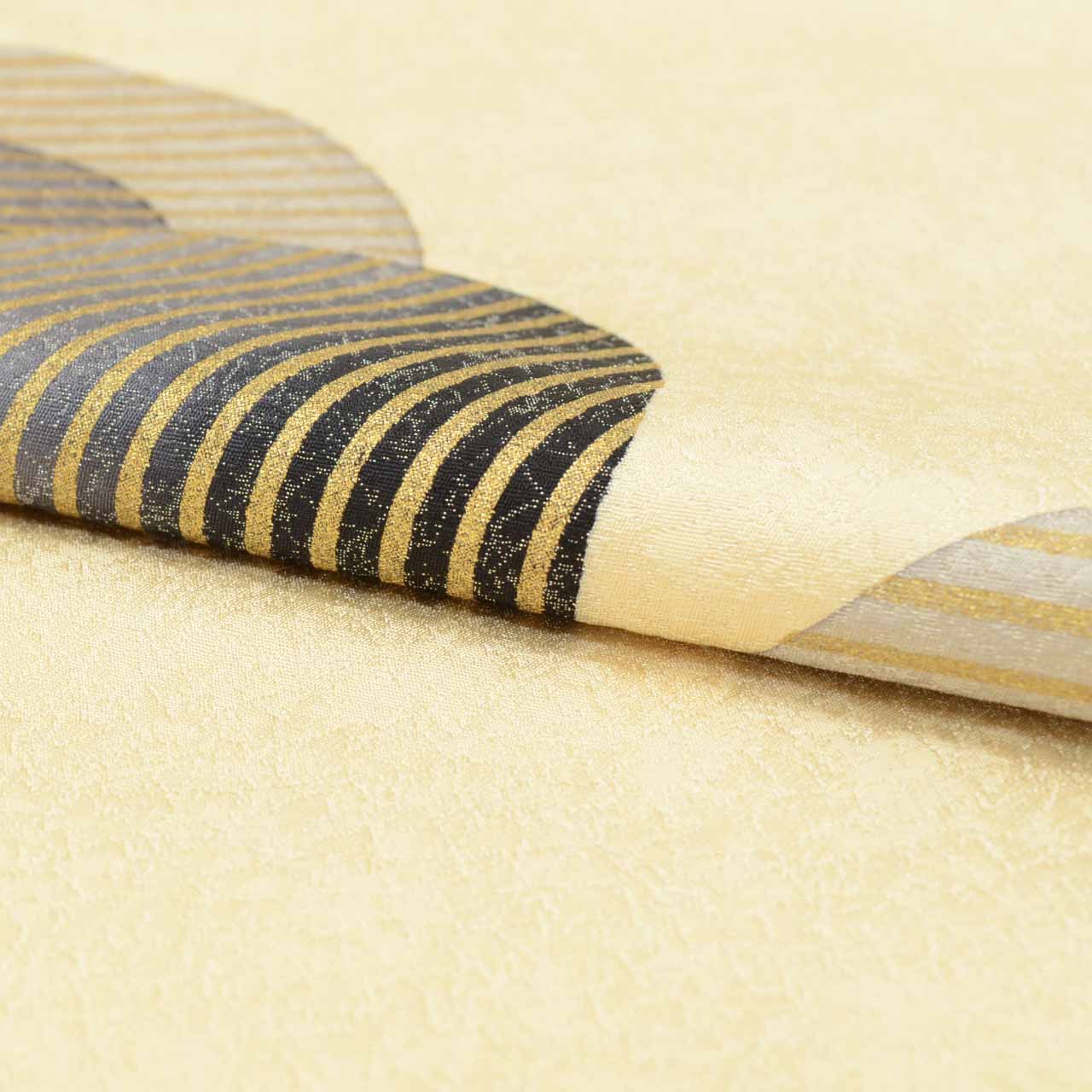 Vintage Japanese Obi | Fukuro Obi | Beige Silk | Circle Pattern | Gold Foil Silver Thread | Otaiko | Sustainable | uu1463b