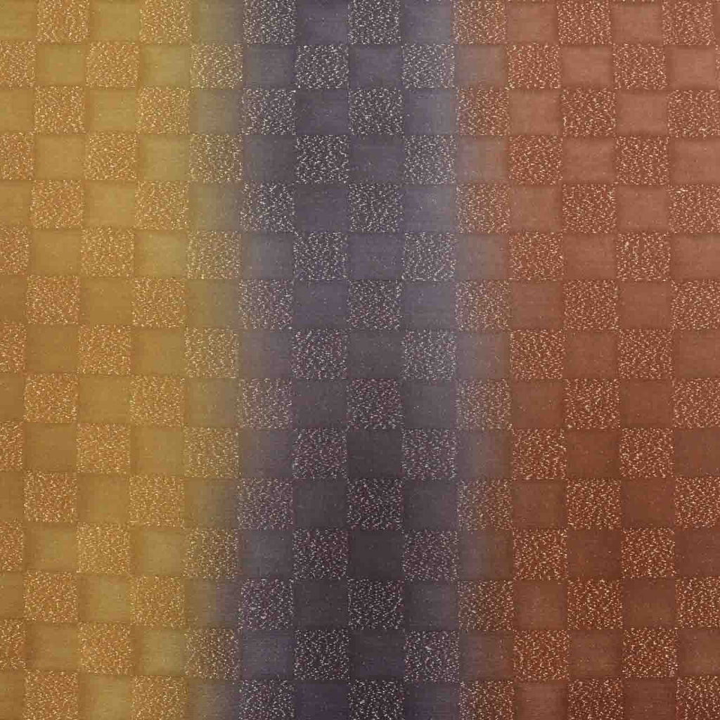 Vintage Japanese Obi | Sha-re Fukuro Obi | Brown Purple Silk | Ichimatsu Checkerboard | Silver Thread | Sustainable | uu1465b