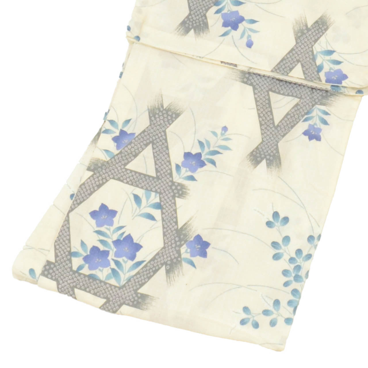 Vintage Japanese Yukata | Women's Yukata | White Cotton | Bellflower Hagi | Ichida Hiromi | Size L | Sustainable | uu1467b