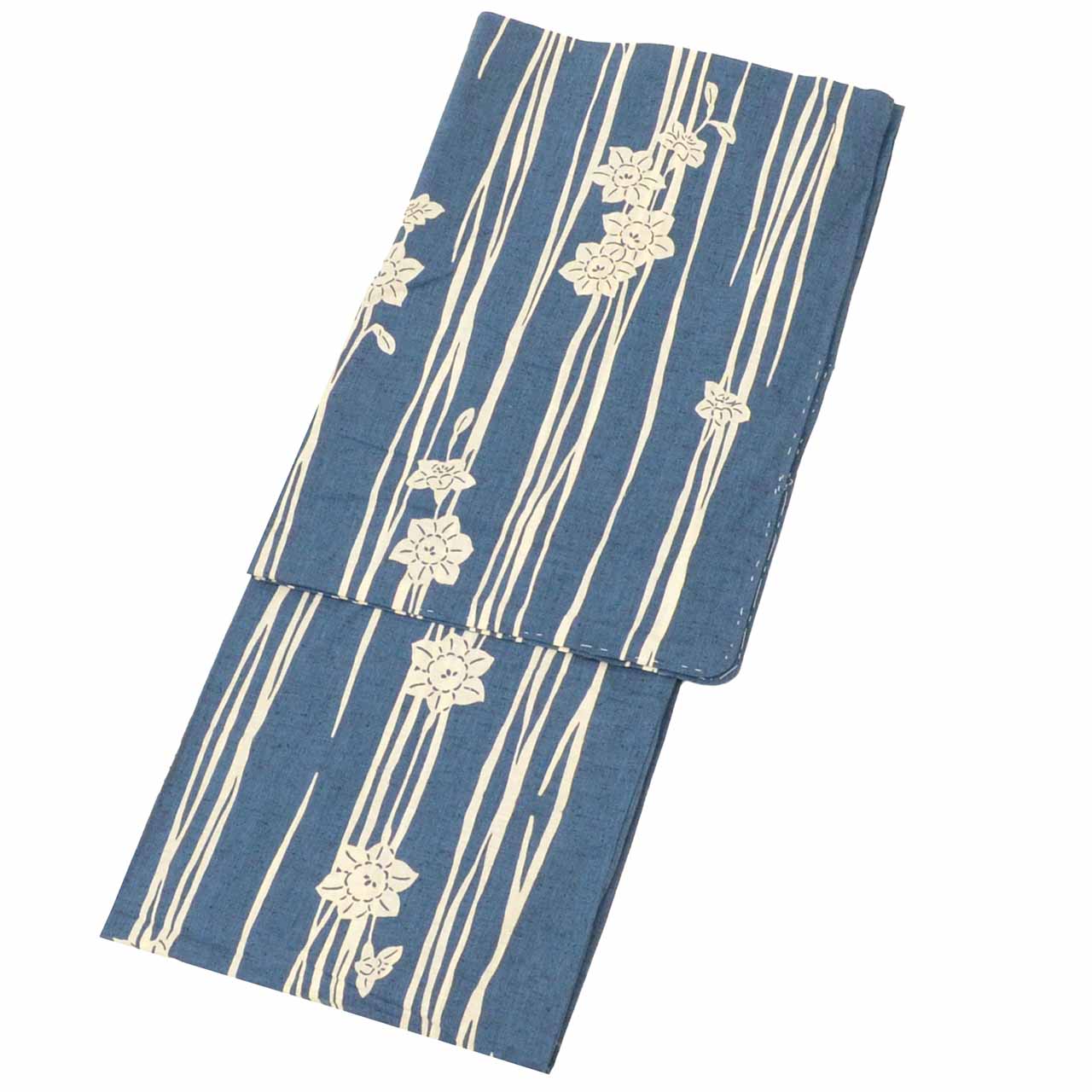 Vintage Japanese Yukata | Women's Yukata | Navy Cotton | Floral | Chuzome Dye | Cotton Tsumugi | Petite Size S | Sustainable | uu1481b