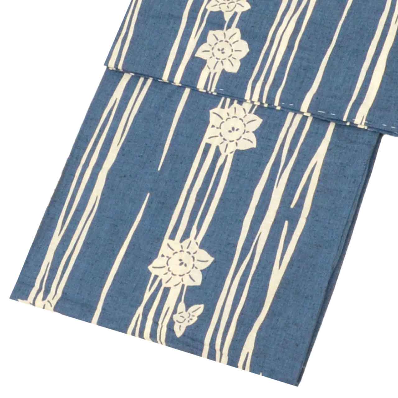 Vintage Japanese Yukata | Women's Yukata | Navy Cotton | Floral | Chuzome Dye | Cotton Tsumugi | Petite Size S | Sustainable | uu1481b
