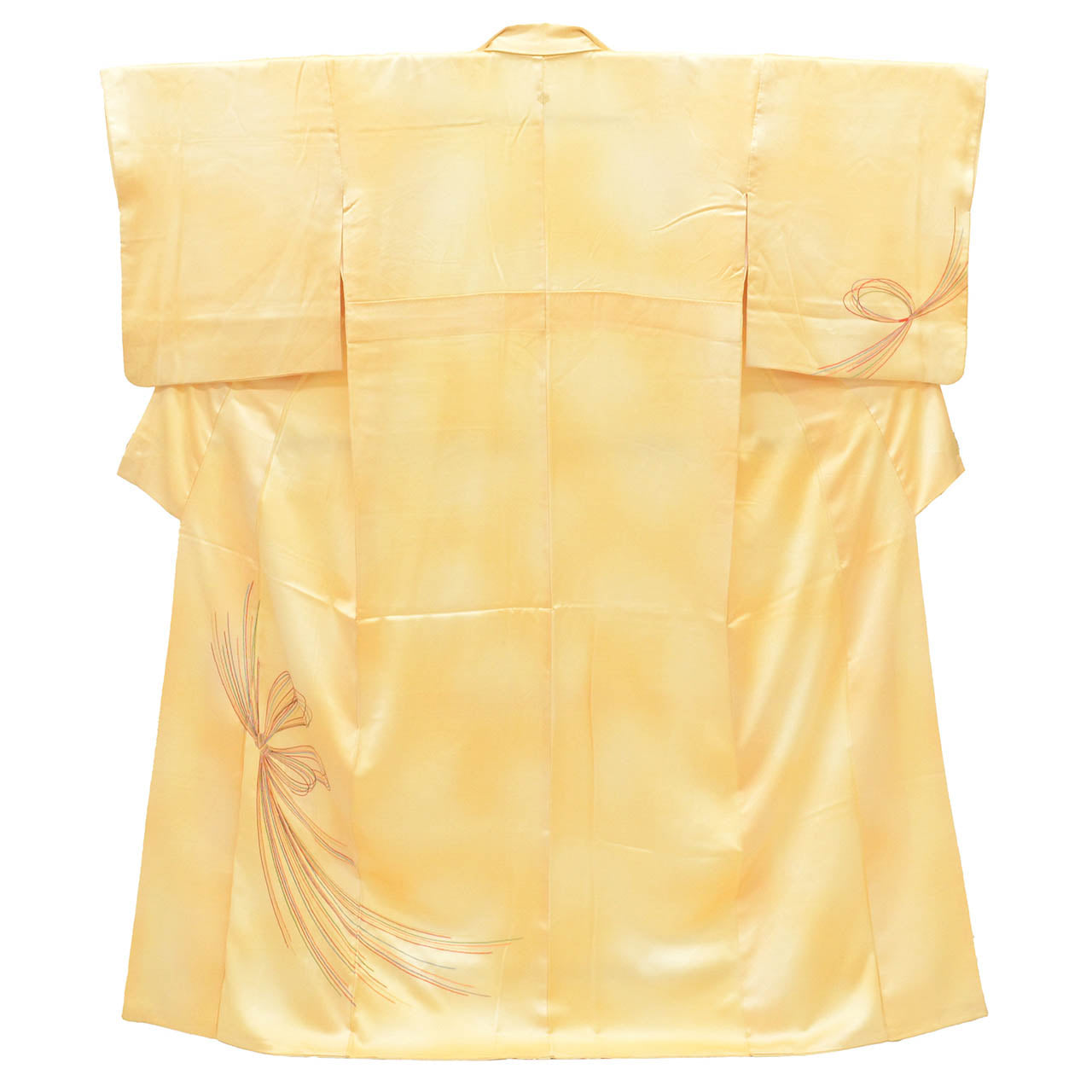 Vintage Japanese Kimono | Tsukesage | Yellow Silk | Celebration Cord Embroidery | One Crest | Size M | Sustainable | uu1489b