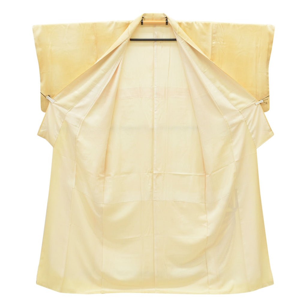Vintage Japanese Kimono | Tsukesage | Yellow Silk | Celebration Cord Embroidery | One Crest | Size M | Sustainable | uu1489b