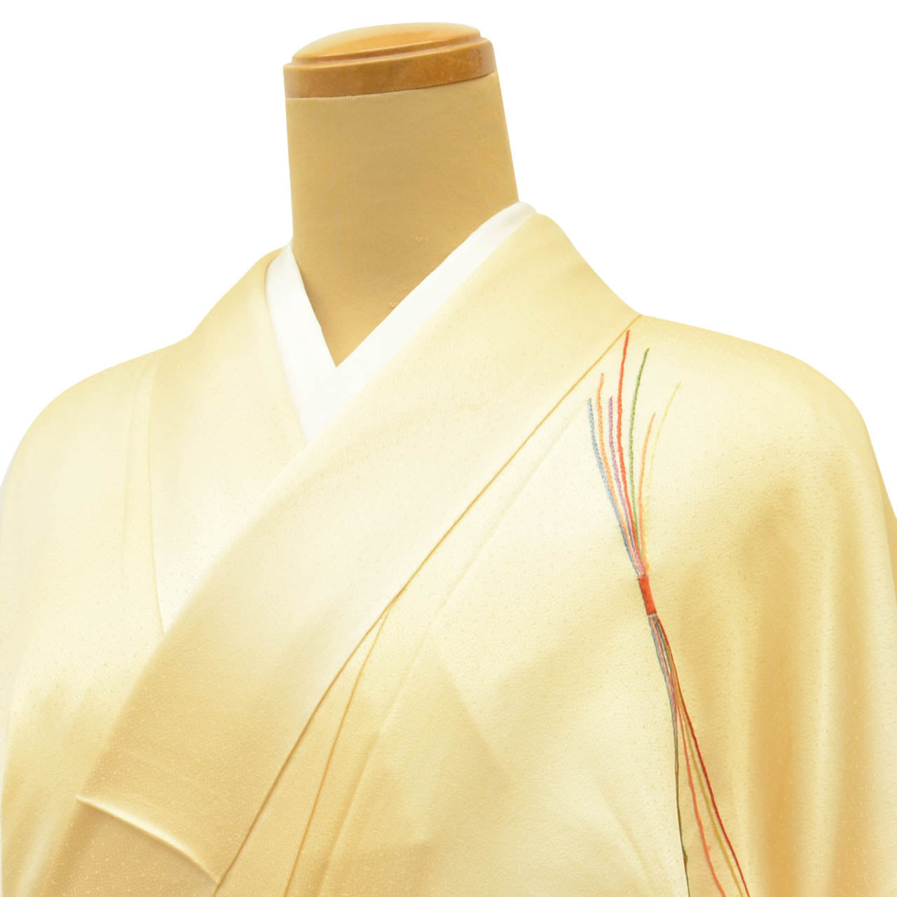 Vintage Japanese Kimono | Tsukesage | Yellow Silk | Celebration Cord Embroidery | One Crest | Size M | Sustainable | uu1489b