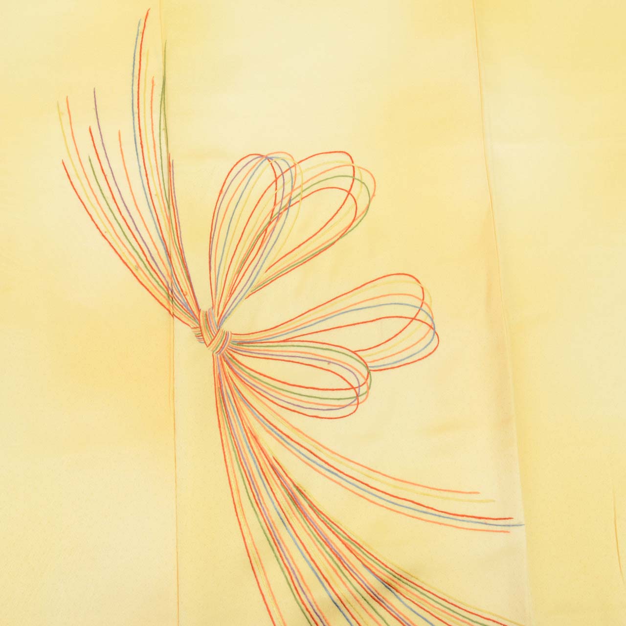 Vintage Japanese Kimono | Tsukesage | Yellow Silk | Celebration Cord Embroidery | One Crest | Size M | Sustainable | uu1489b