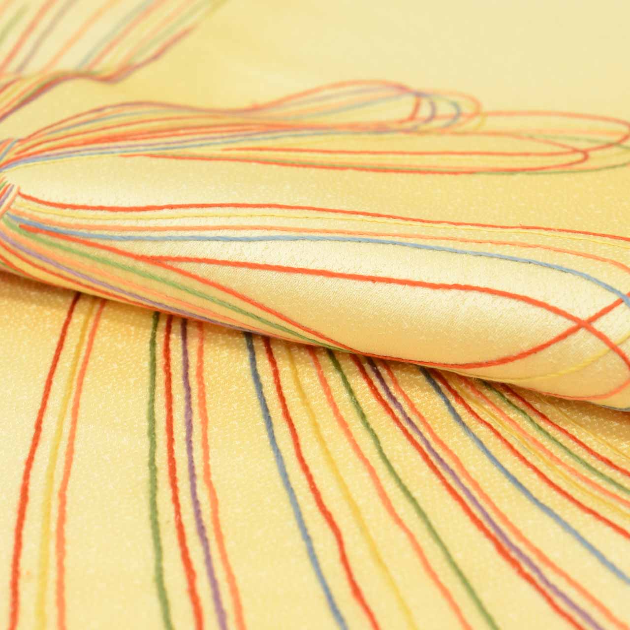 Vintage Japanese Kimono | Tsukesage | Yellow Silk | Celebration Cord Embroidery | One Crest | Size M | Sustainable | uu1489b