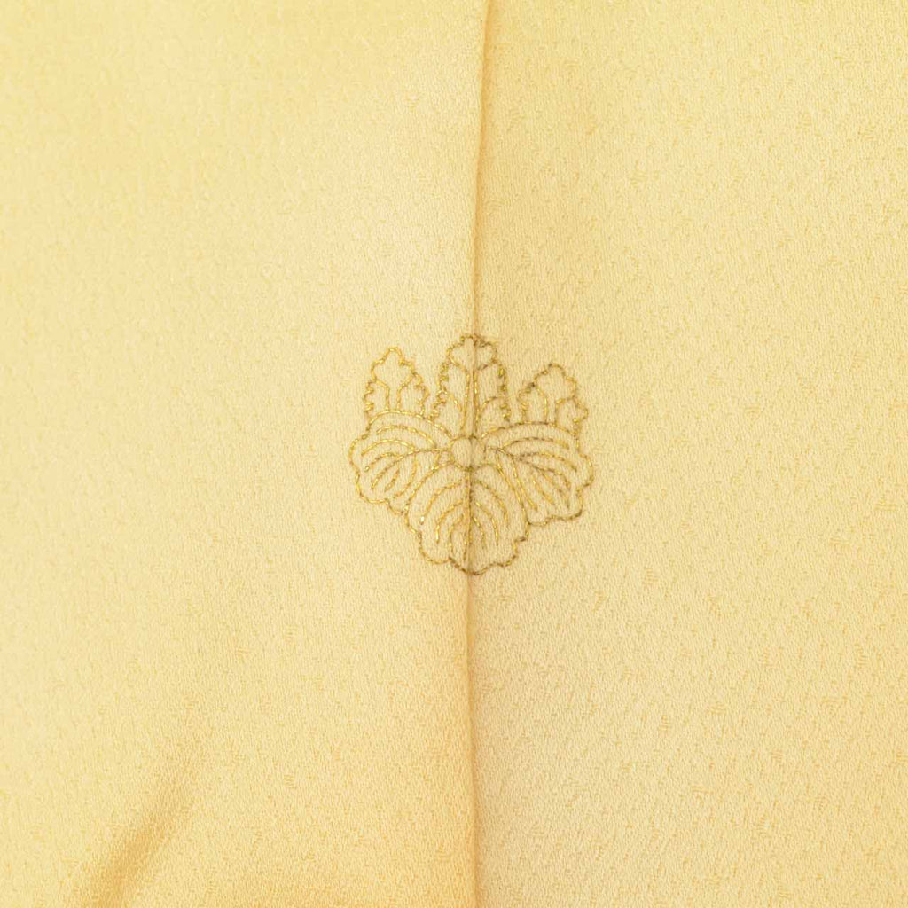 Vintage Japanese Kimono | Tsukesage | Yellow Silk | Celebration Cord Embroidery | One Crest | Size M | Sustainable | uu1489b