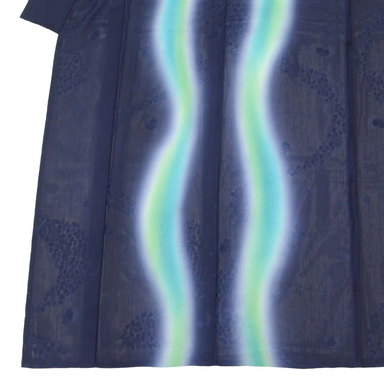 Vintage Japanese Kimono | Summer Tsukesage | Navy Silk Sha | Cherry Blossom Bokashi | Unused | Size L-L | Sustainable | uu1490b