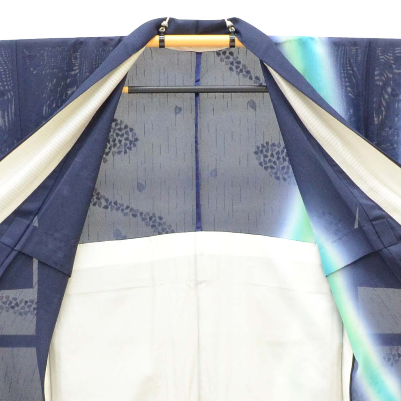 Vintage Japanese Kimono | Summer Tsukesage | Navy Silk Sha | Cherry Blossom Bokashi | Unused | Size L-L | Sustainable | uu1490b