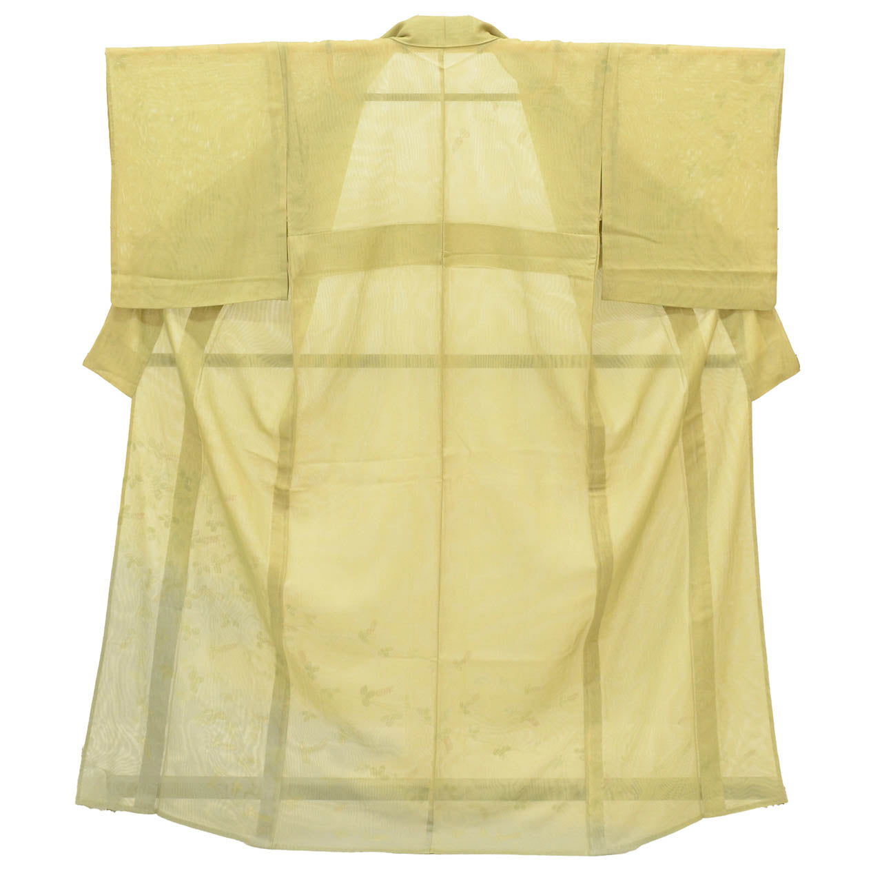Vintage Japanese Kimono | Tsukesage | Green Silk Niju-sha | Hagi Bush Clover | Double Gauze | Size M | Sustainable | uu1491b