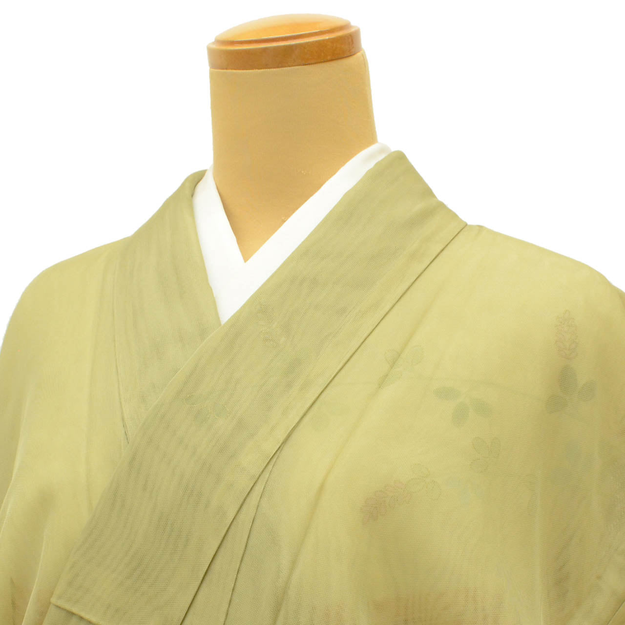 Vintage Japanese Kimono | Tsukesage | Green Silk Niju-sha | Hagi Bush Clover | Double Gauze | Size M | Sustainable | uu1491b