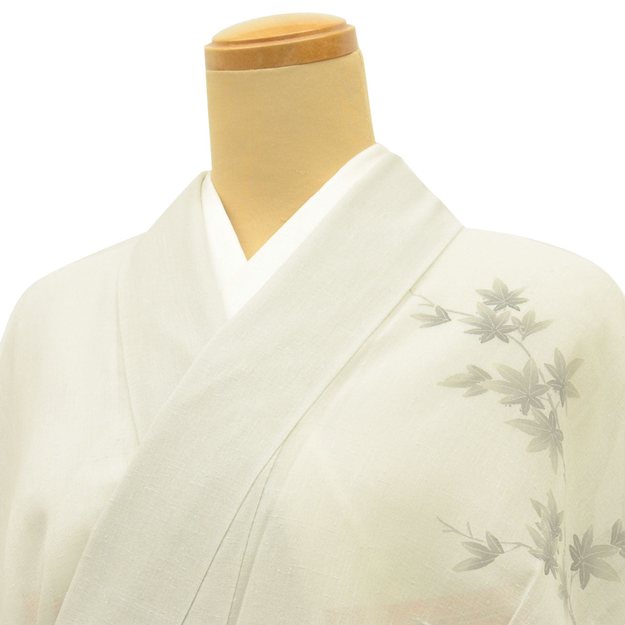 Vintage Japanese Kimono | Summer Yuki Tsumugi | Green Silk | Autumn Maple Chrysanthemum | Houmongi Pattern | Size L | Sustainable | uu1496b