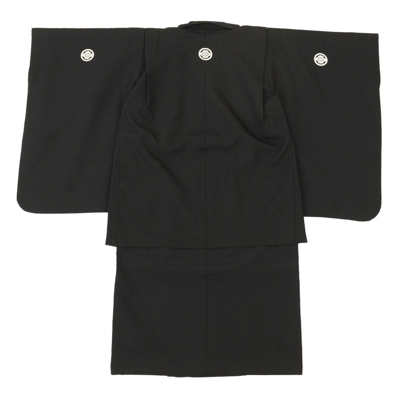 [Used] Recycled Kimono for Boys, Age 5, Shichi-Go-San (7-5-3 Festival), Black Crested Kimono and Haori Jacket Set, Synthetic Fiber, Ready-made, Sleeve Length 43cm, Body Length 88cm, Black, Plain, Crested, Traditional Japanese Clothing uu1506b 
